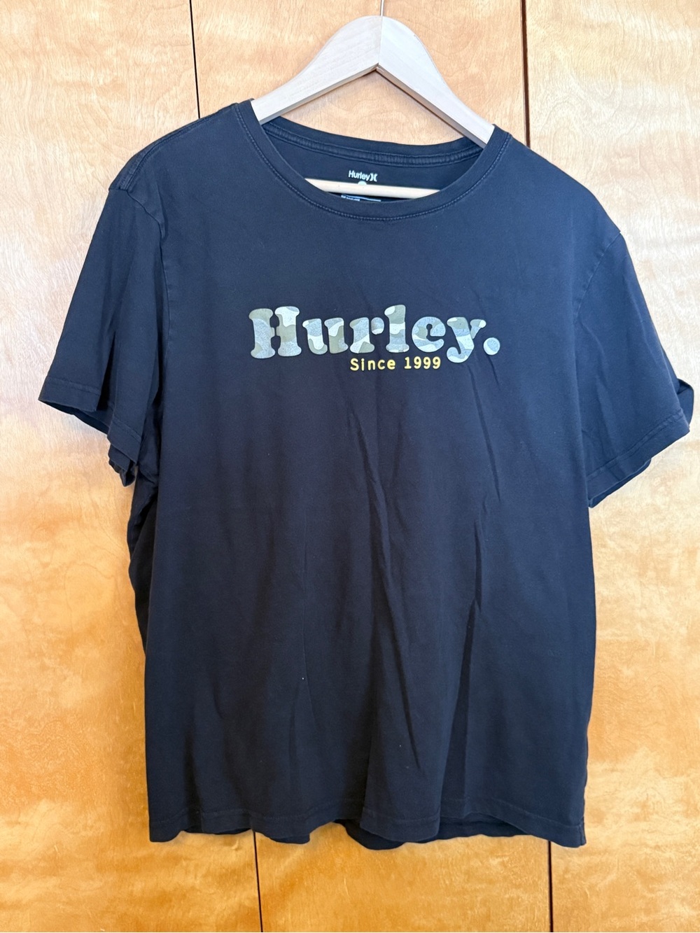 Hurley Black Short-Sleeve Tee with Camo Logo